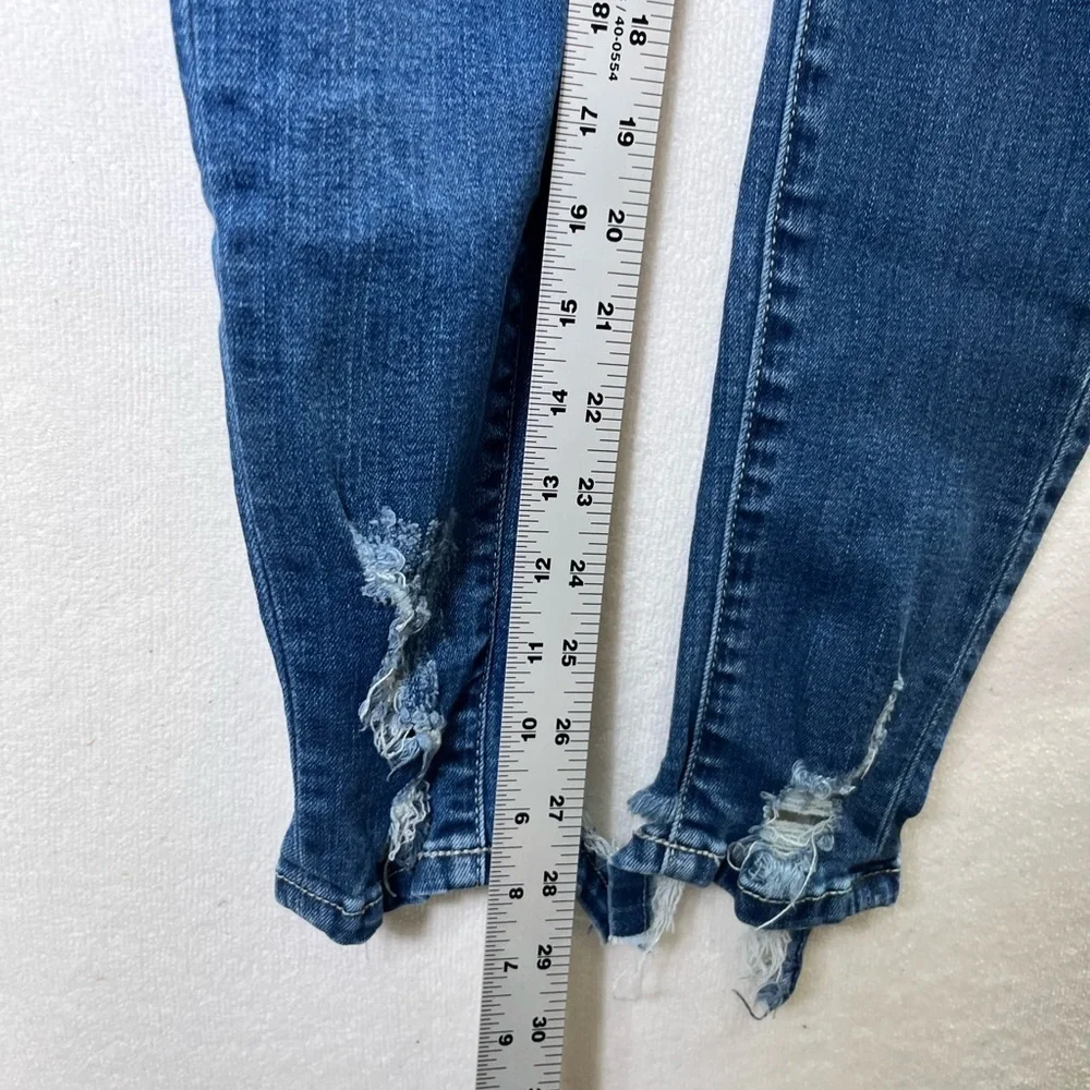 KanCan Distressed‎ Jeggings Pants Womens 5/26 Blue Denim Stretch Thrashed 2261